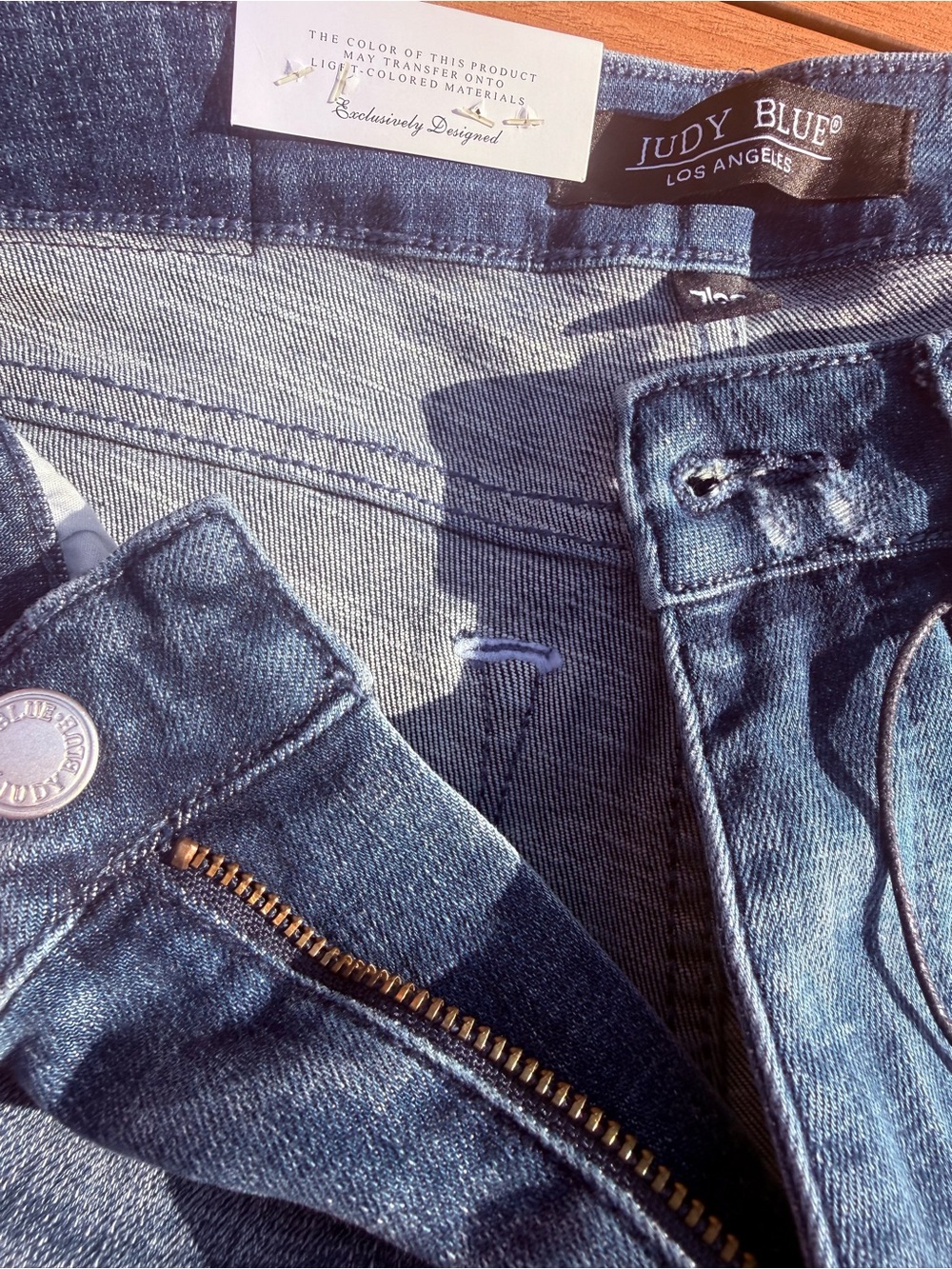 Judy Blue Women's Blue Flare Jeans with Distressed Detail - Picture 10 of 13